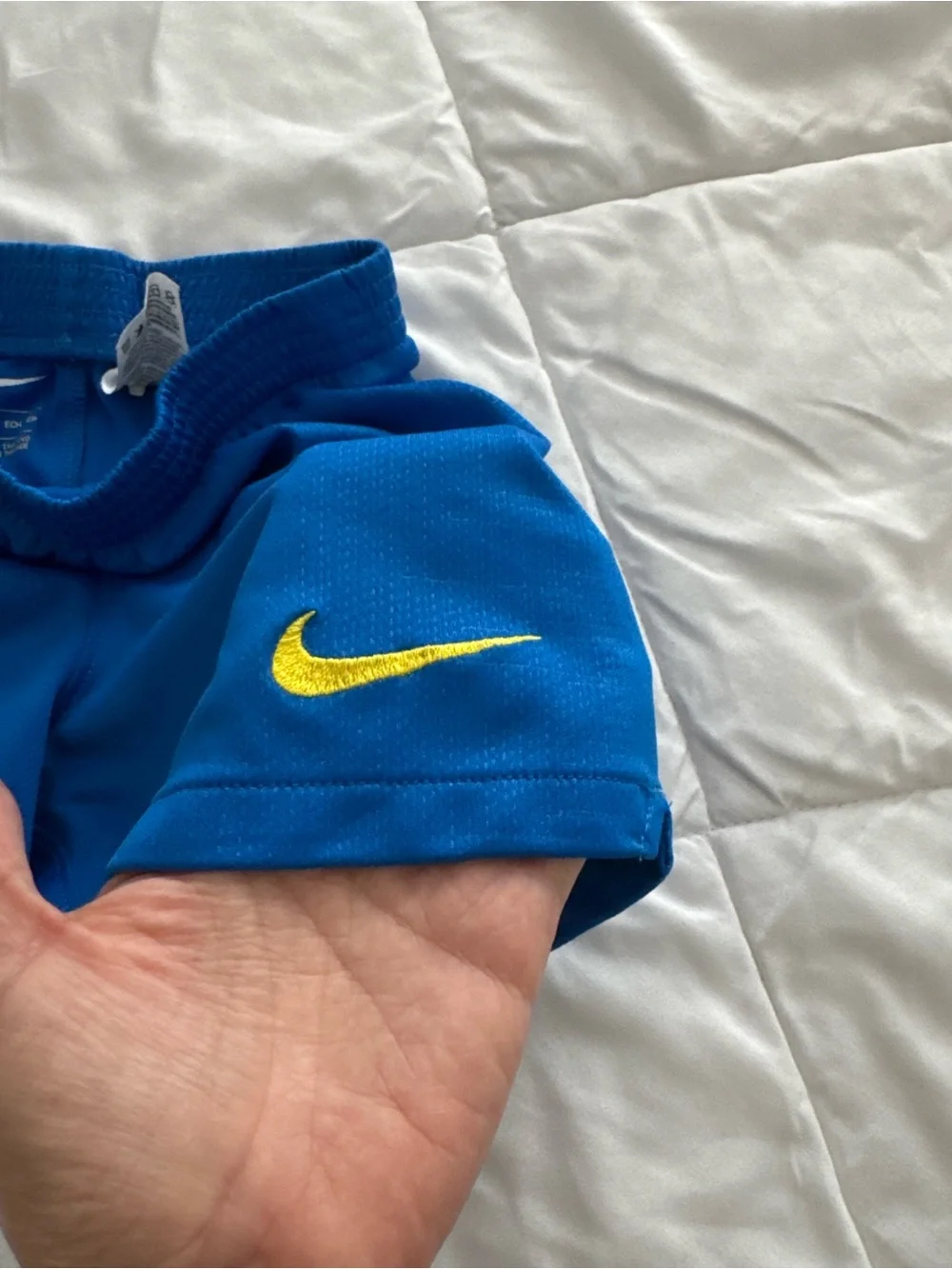 3T Nike Blue Brasil Boys Athletic Soccer Shorts with Yellow Accents